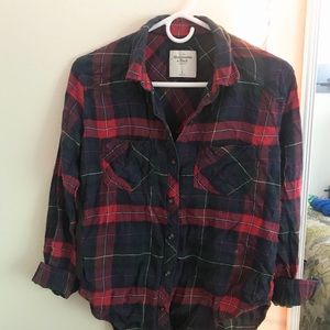 Flannel Abercrombie & Fitch Red Navy + Green Cozy